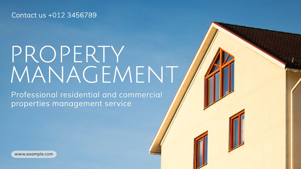 Property management blog banner template, editable text