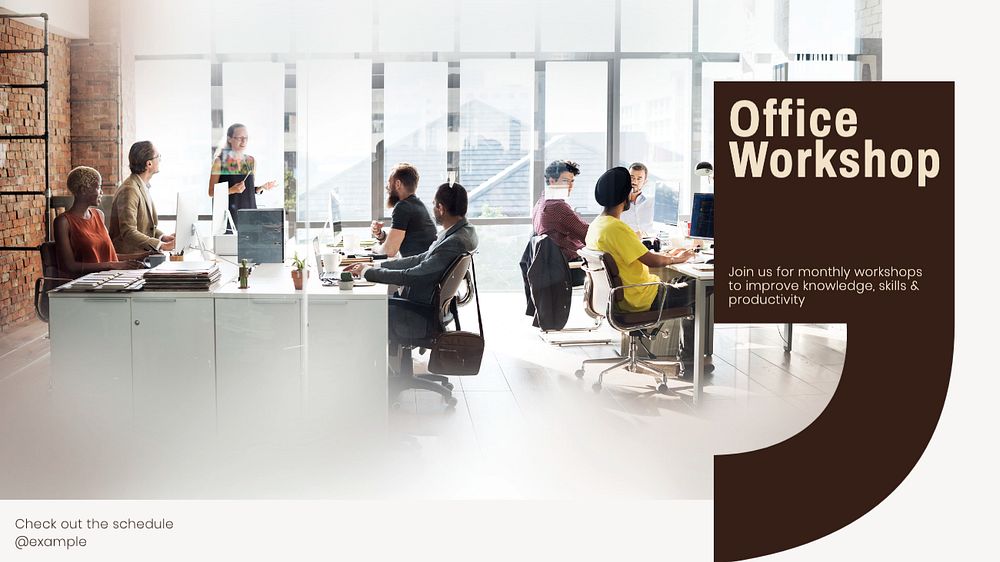 Corporate workshop blog banner template, editable text