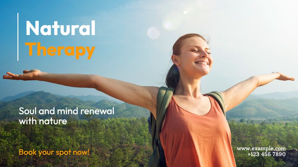 Nature therapy blog banner template, editable text