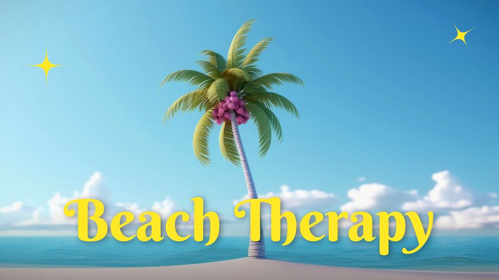 Beach therapy blog banner template, editable text