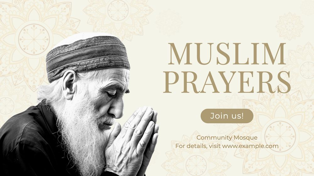 Muslim prayers blog banner template, editable text