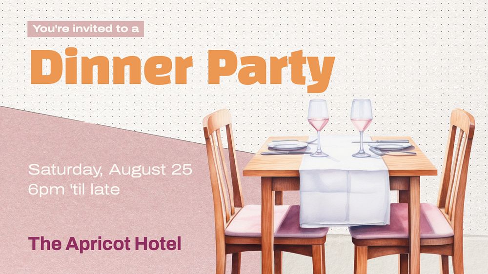 Dinner party invitation blog banner template, editable text