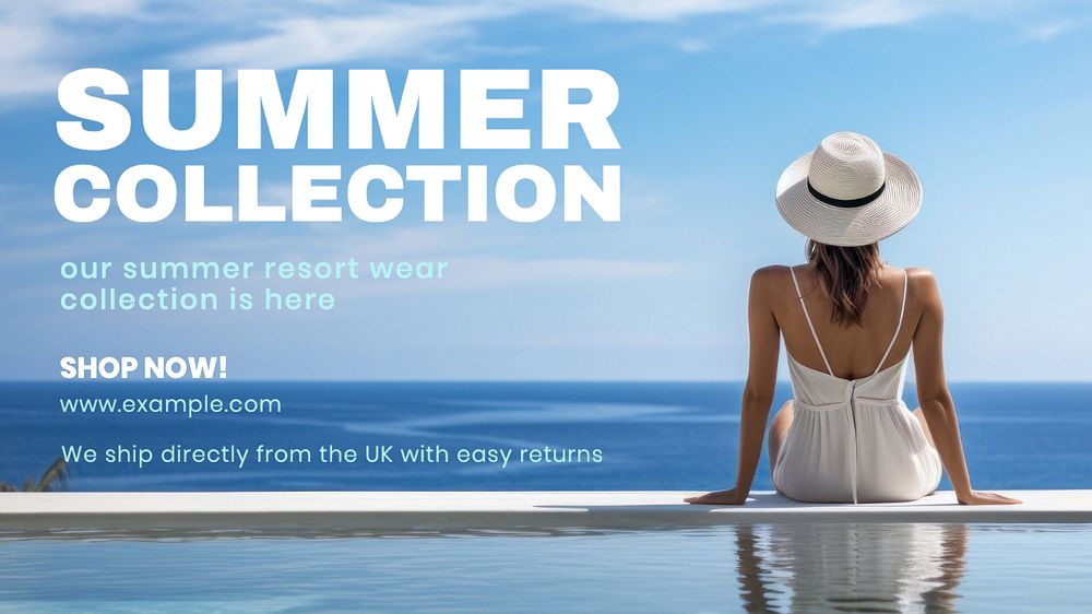 Summer collection blog banner template, editable text