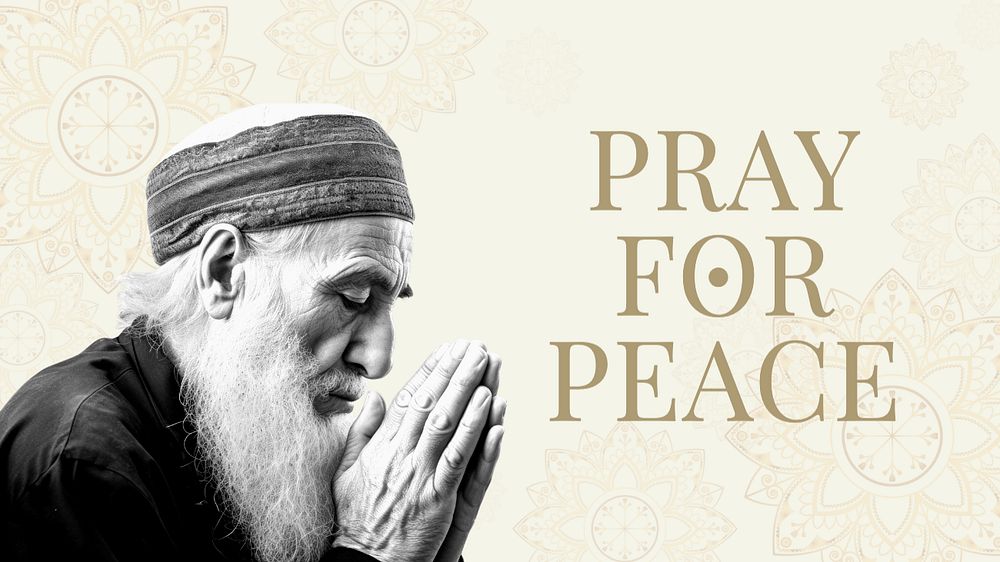 Peace praying blog banner template, editable text