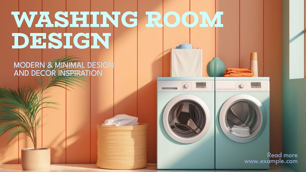 Washing room design blog banner template, editable text