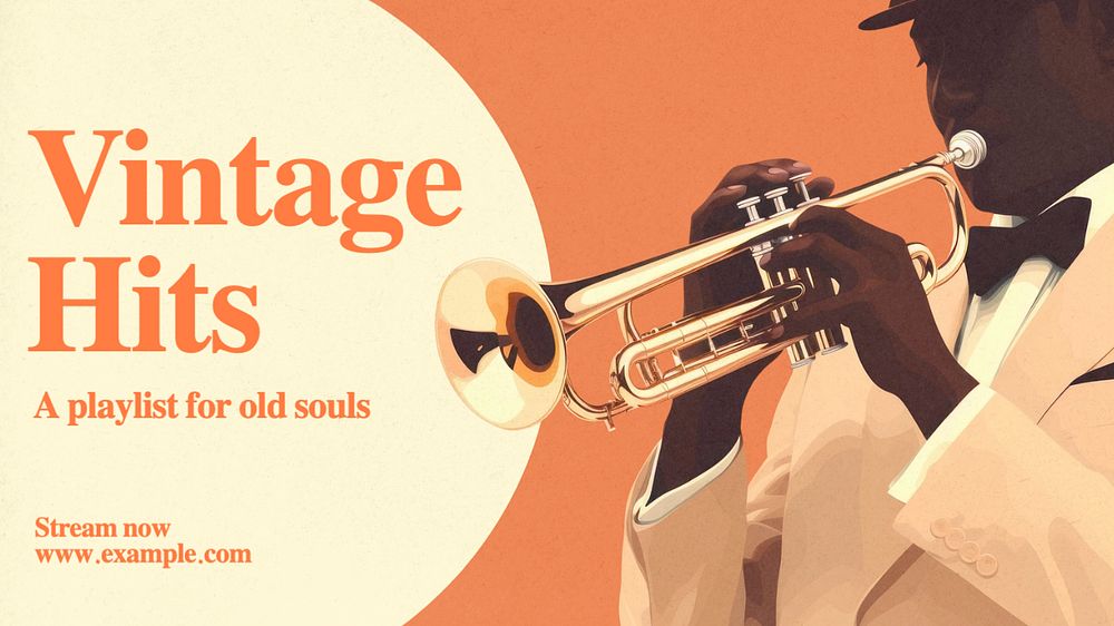 Vintage hits blog banner template, editable text