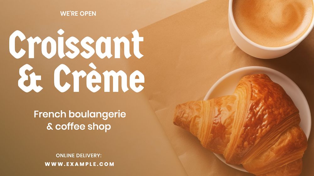 Croissant & bakery blog banner template, editable text