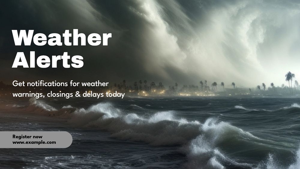 weather alert blog banner template, editable text