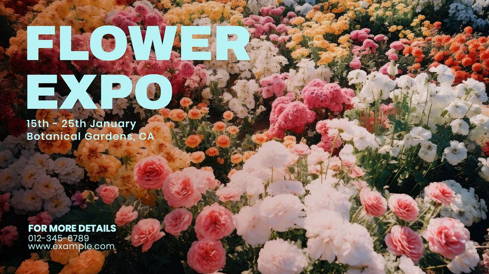 Flower expo blog banner template, editable text