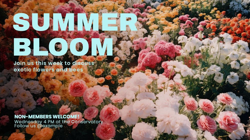 Summer bloom blog banner template, editable text