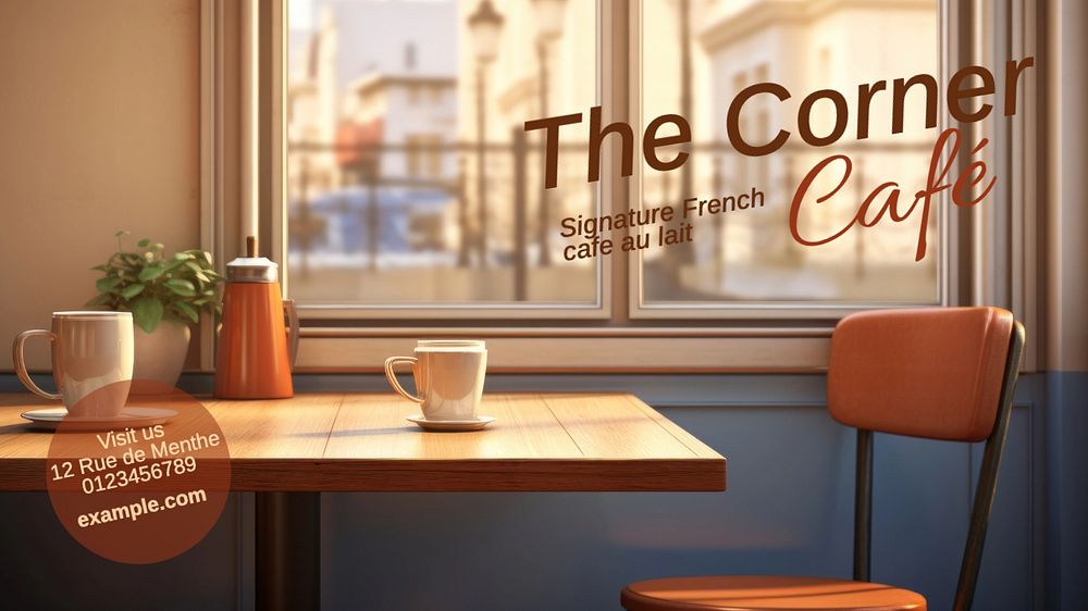 Cafe blog banner template, editable text