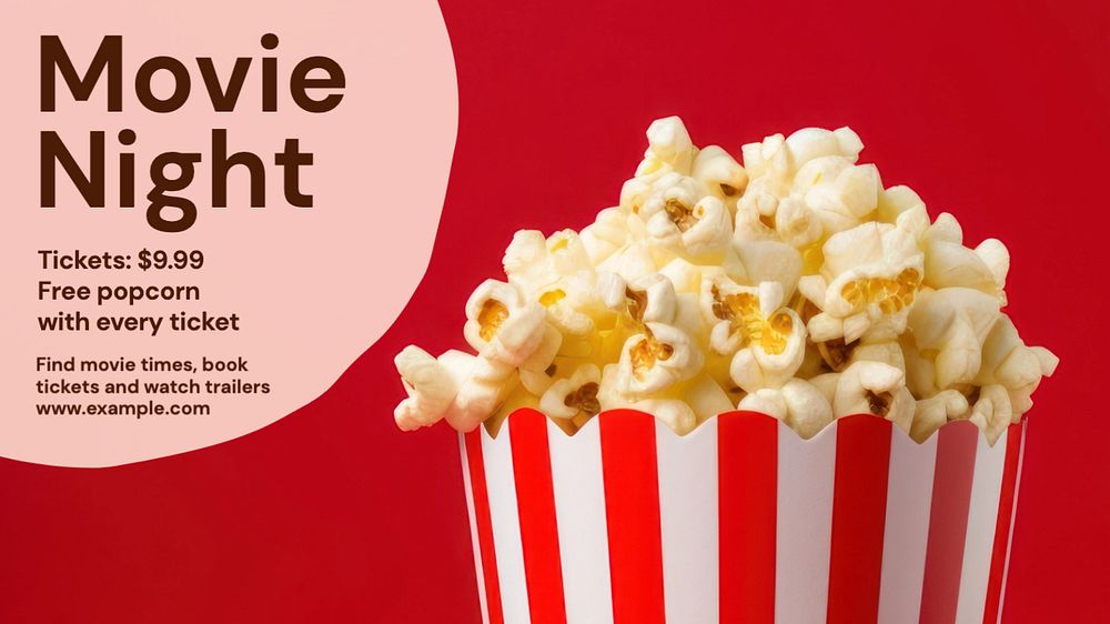 Movie night blog banner template, editable text