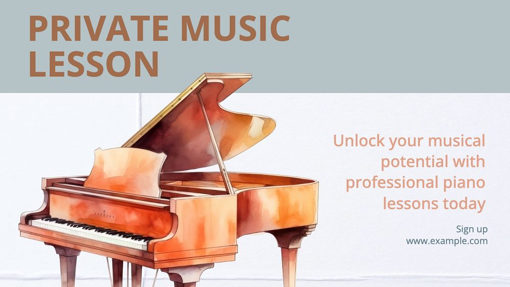 Private music lesson blog banner template, editable text