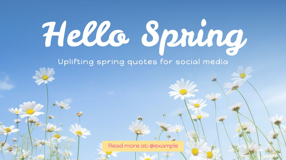 Hello spring blog banner template, editable text