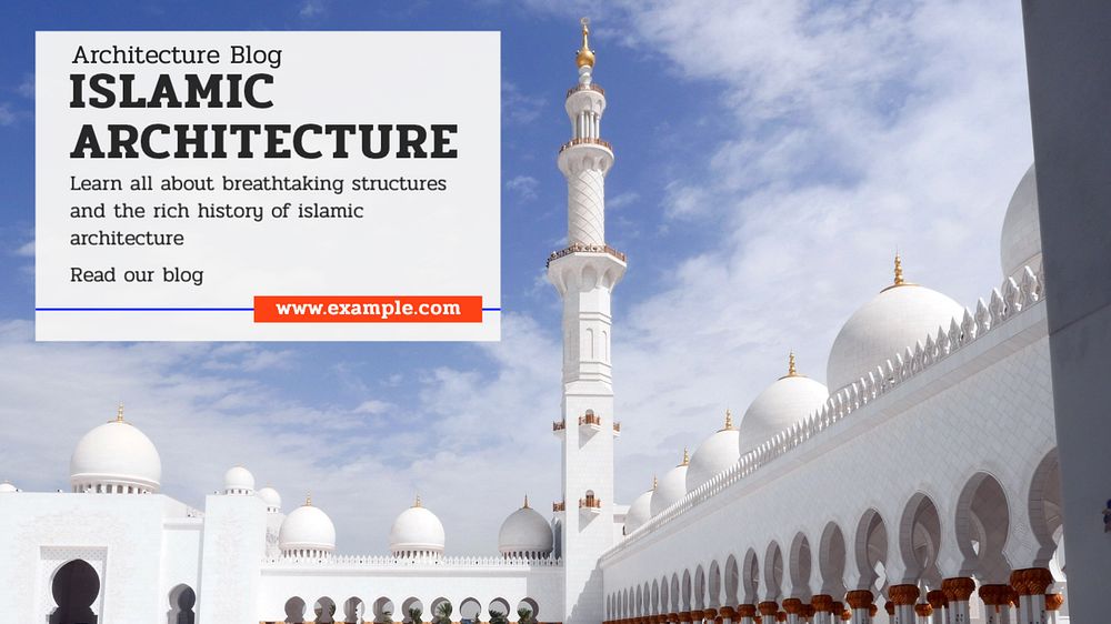 Islamic architecture blog banner template, editable text