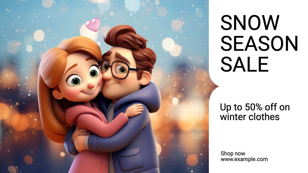 Winter sale blog banner template, editable text