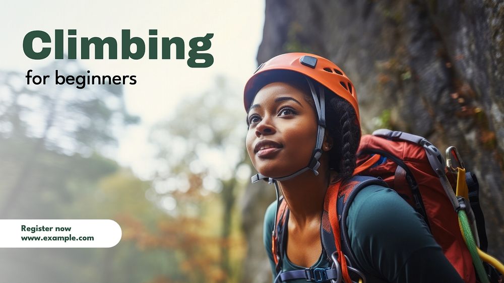 Climbing for beginners blog banner template, editable text