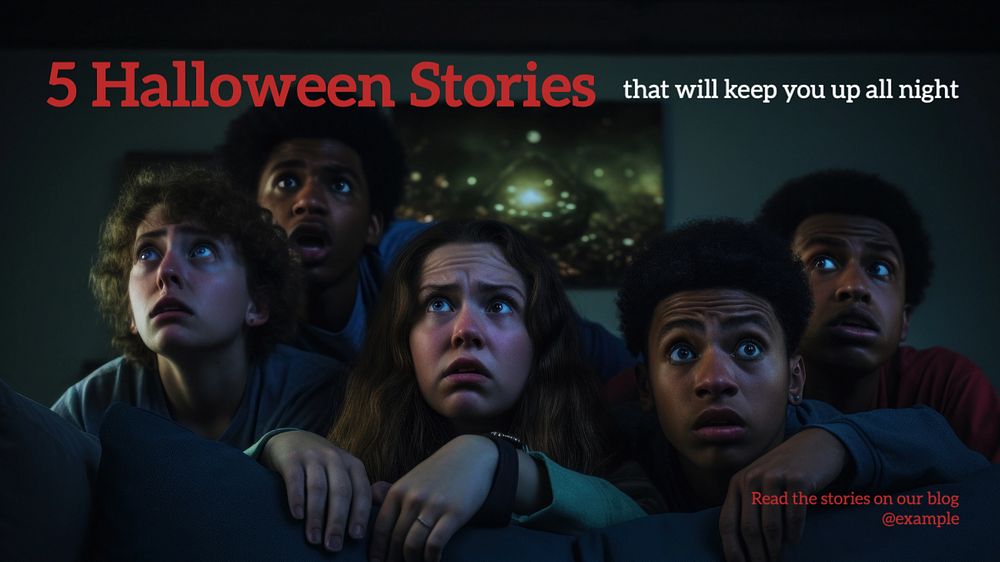 Halloween stories blog banner template, editable text