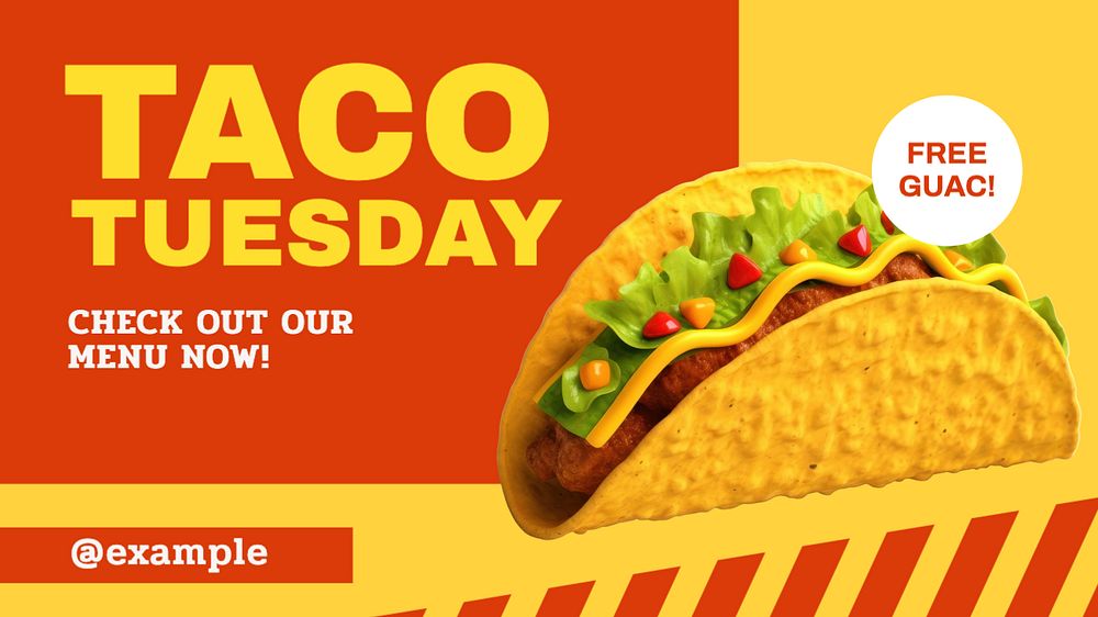 Taco Tuesday blog banner template, editable text