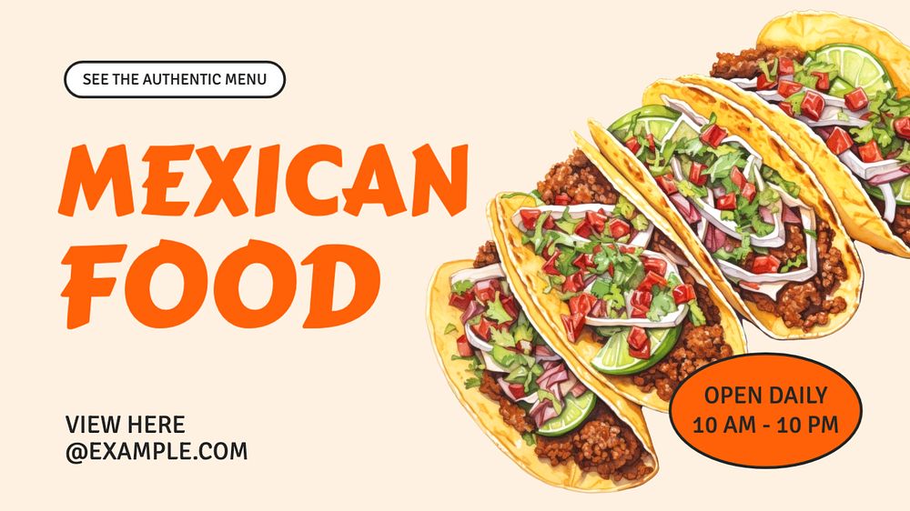 Mexican food blog banner template, editable text