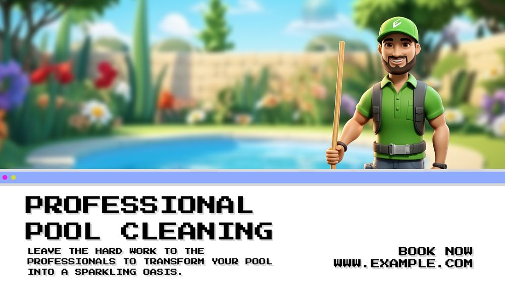 Professional pool cleaning blog banner template, editable text