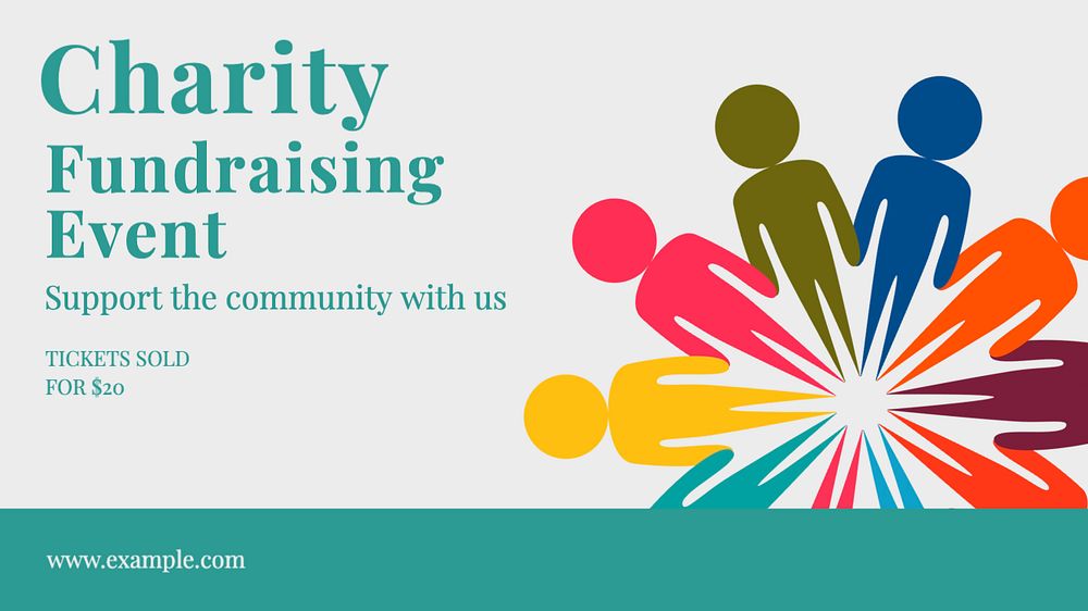 Charity fundraising event blog banner template, editable text