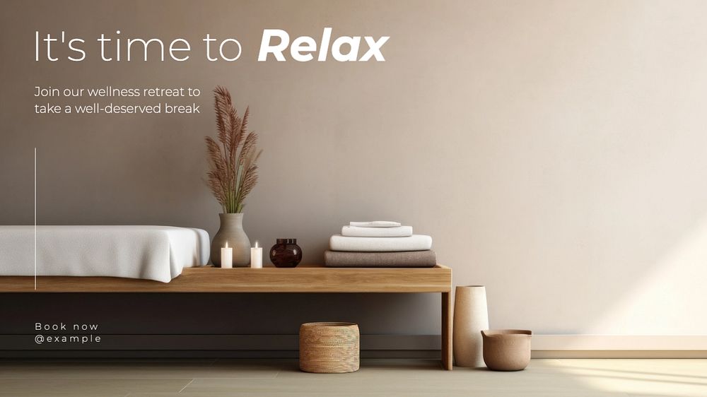 Relax, wellness retreat blog banner template, editable text