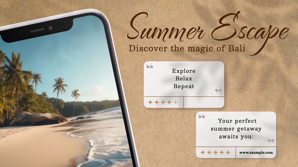 Summer escape blog banner template, editable text