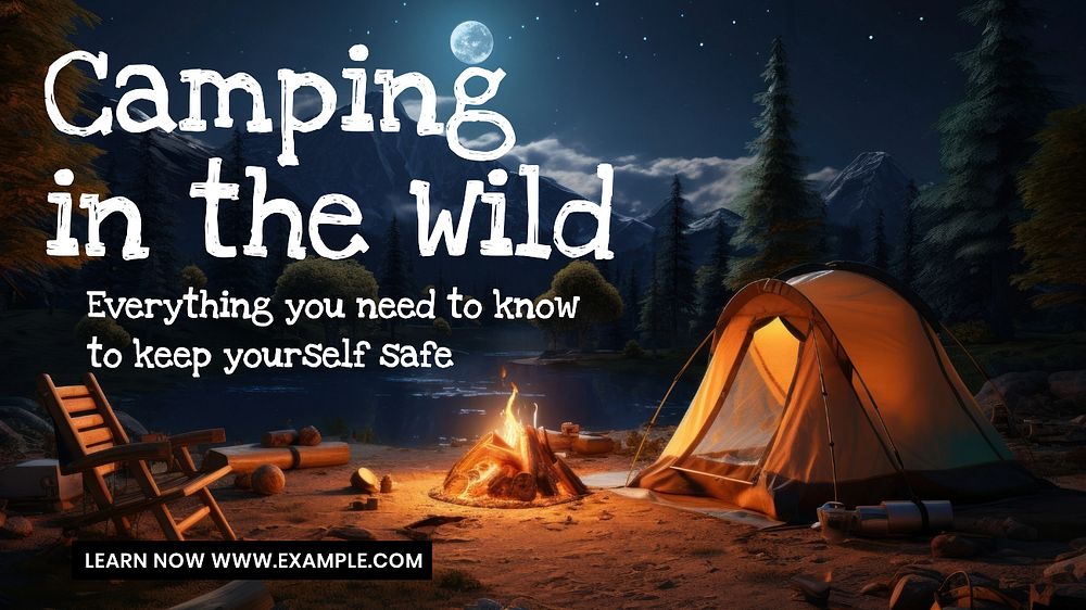 Camping blog banner template, editable text