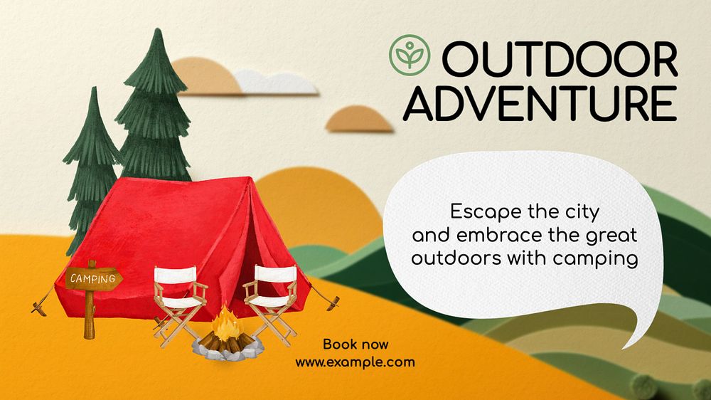 Outdoor adventure blog banner template, editable text