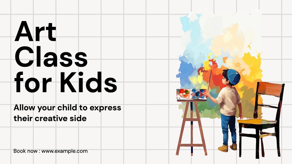 Kid's art class blog banner template, editable text