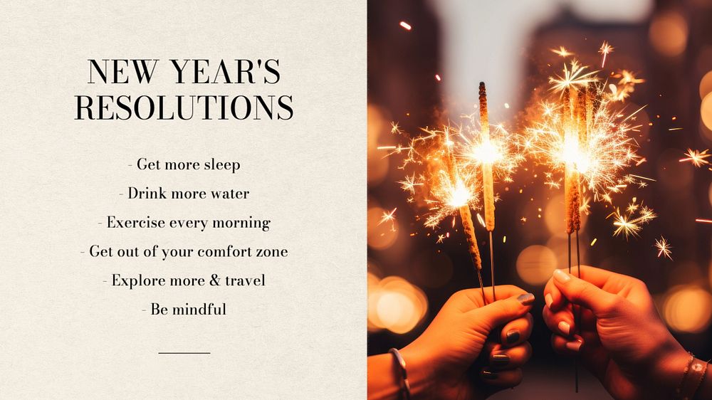 New year resolutions blog banner template, editable text