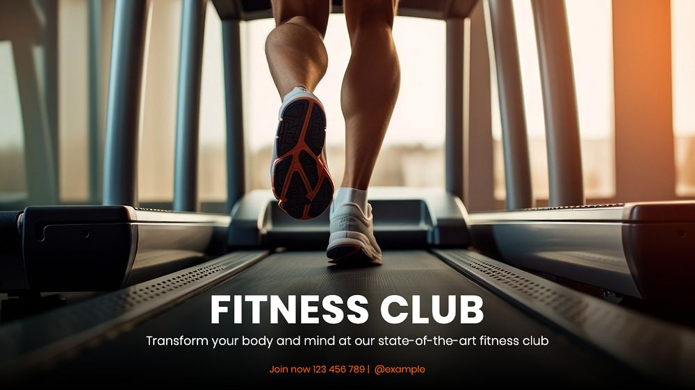 Fitness Gym Club blog banner template, editable text