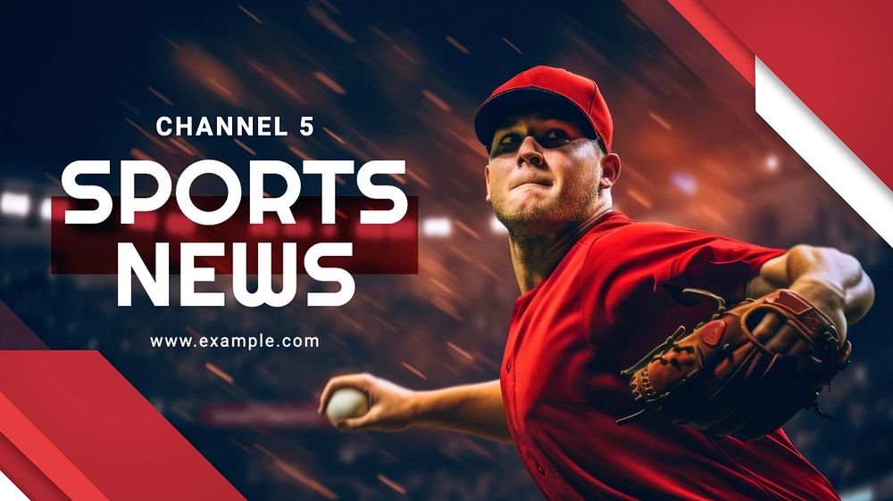 Sports news Youtube cover template, editable design