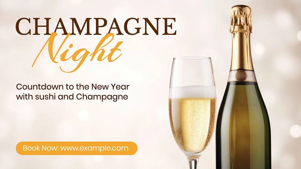 Champagne night blog banner template, editable text