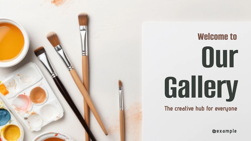 Gallery welcome blog banner template, editable text