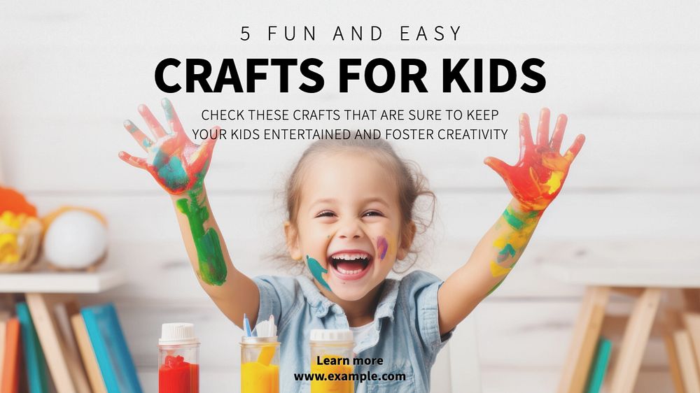 Kids craft ideas blog banner template, editable text