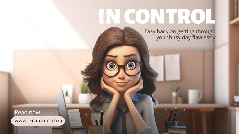 In Control blog banner template, editable text