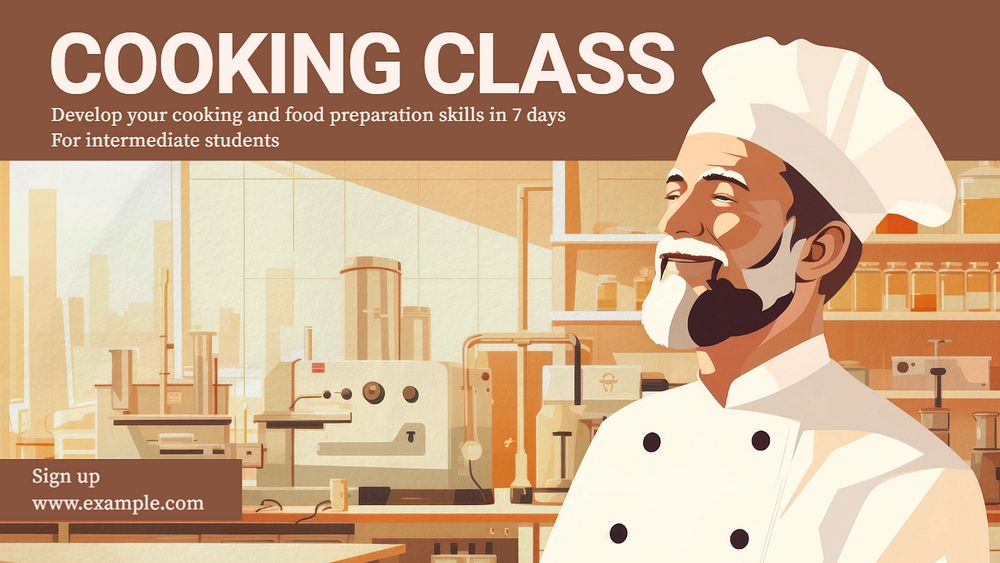 Cooking class blog banner template, editable text