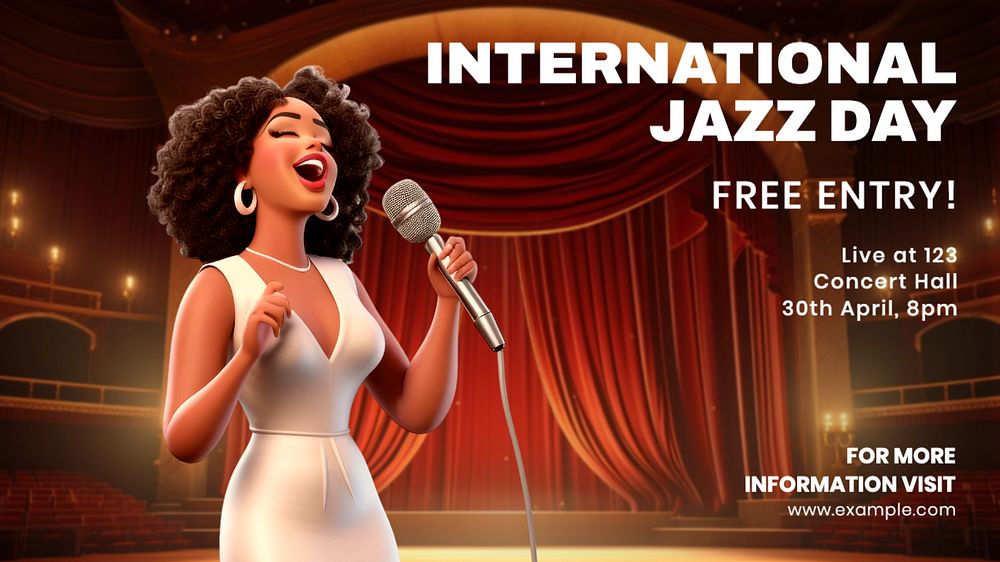 International Jazz Day blog banner template, editable text