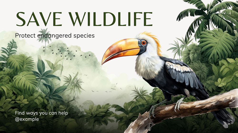 Save wildlife blog banner template, editable text