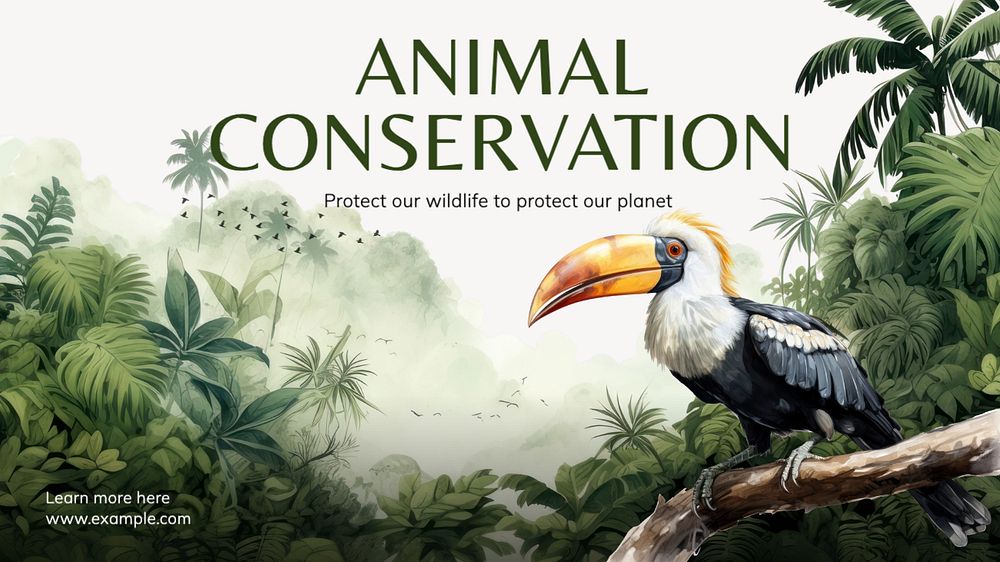 Animal conservation blog banner template, editable text