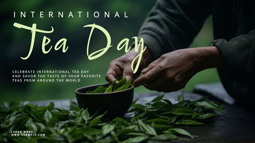 International tea day blog banner template, editable text