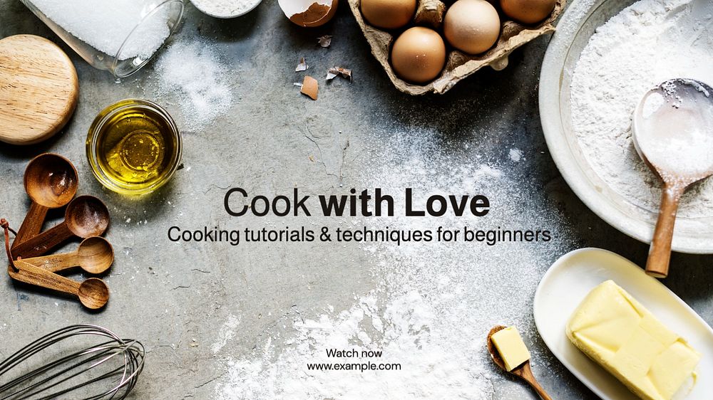 Cook with love blog banner template, editable text