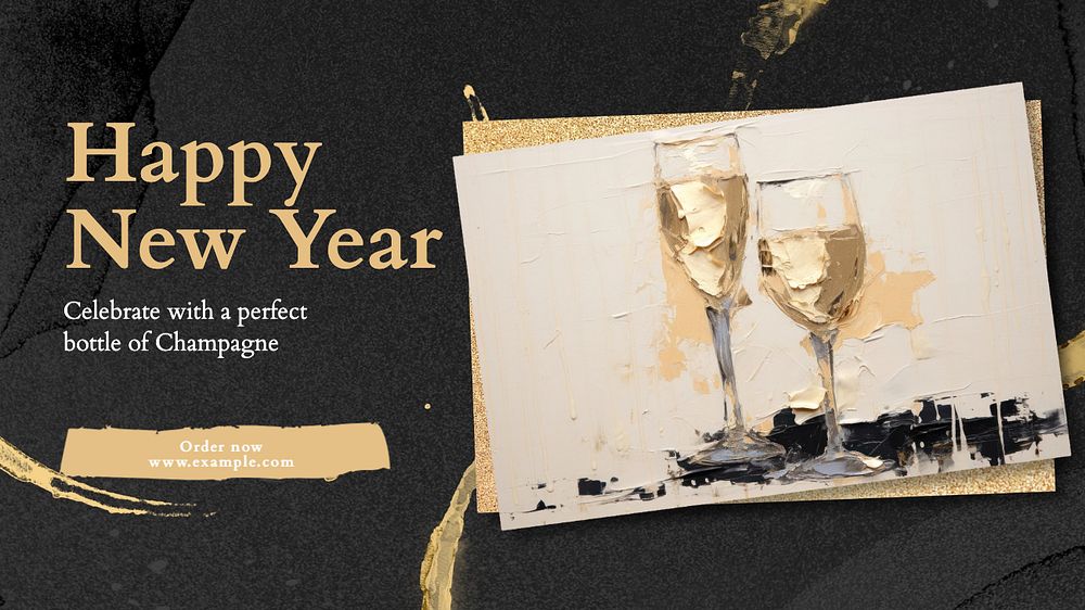 Champagne blog banner template, editable text