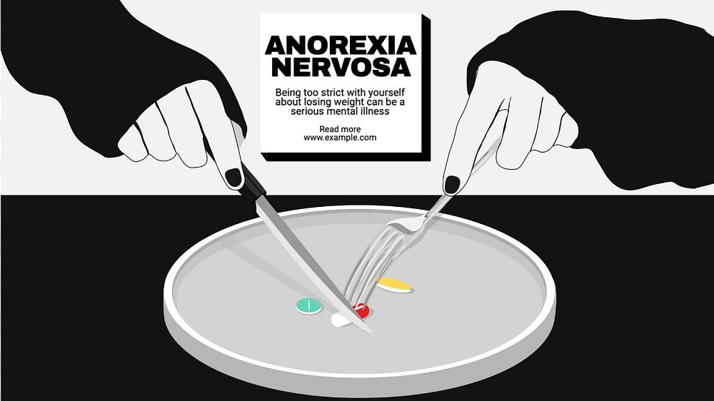 Anorexia nervosa disorder blog banner template, editable text