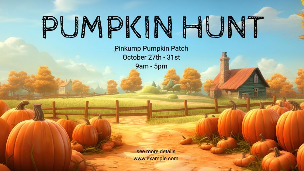 Pumpkin hunt blog banner template, editable text