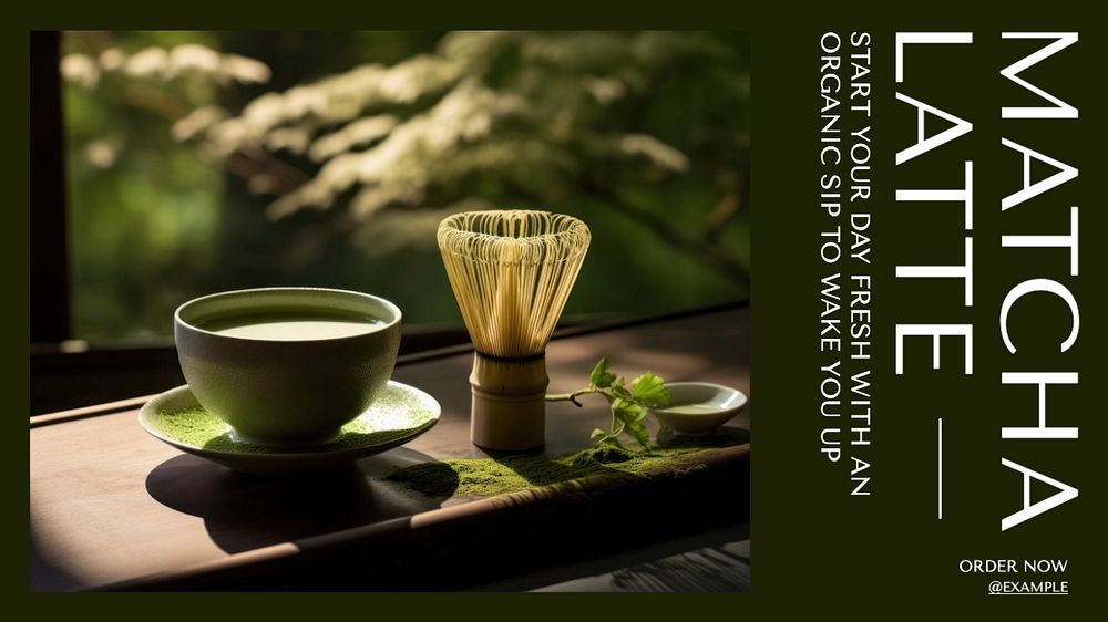 Matcha latte blog banner template, editable text