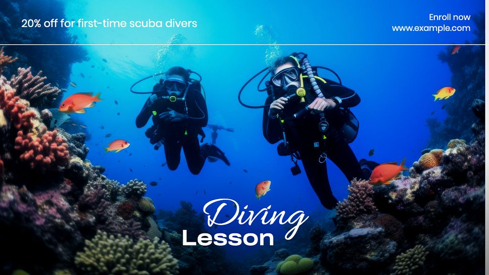 Diving school blog banner template, editable text