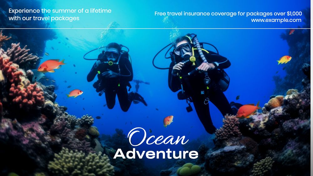 Ocean adventure blog banner template, editable text